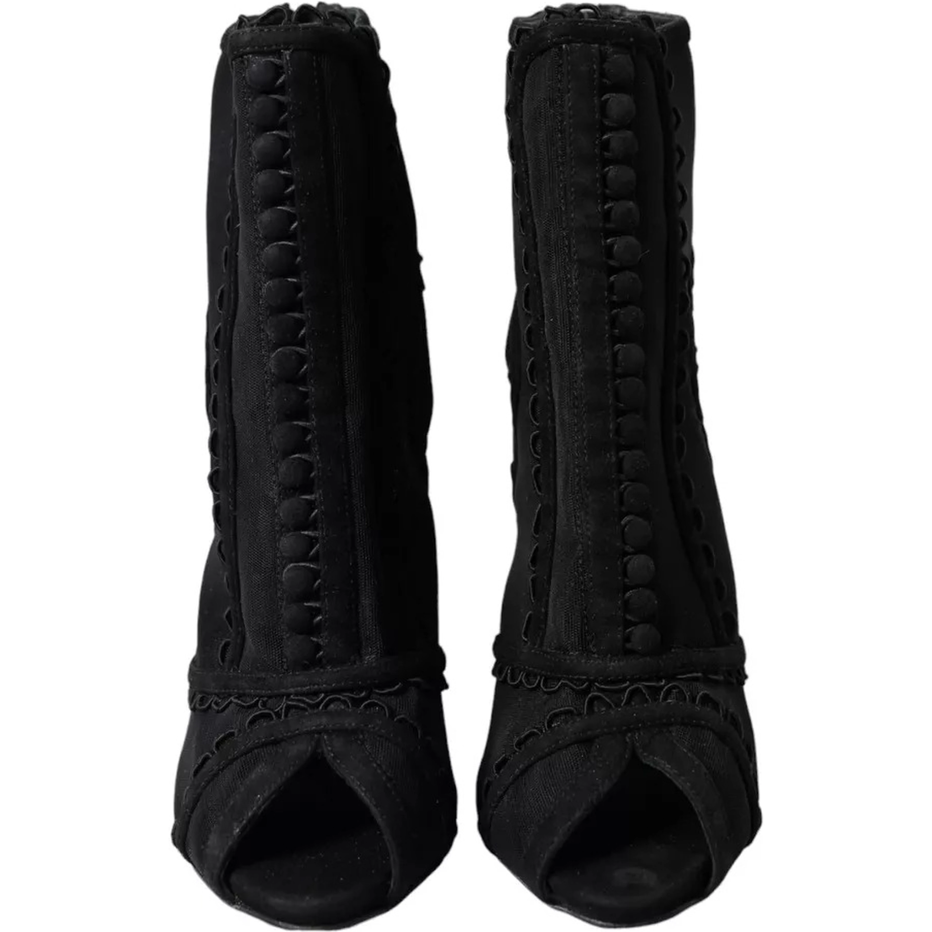 Black Tulle Stiletto Heels Short Boots Shoes