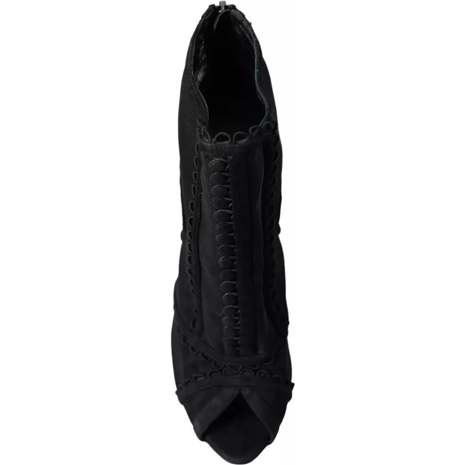 Black Tulle Stiletto Heels Short Boots Shoes
