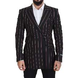 Black Stripes Viscose Double Breasted Blazer