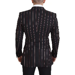 Black Stripes Viscose Double Breasted Blazer