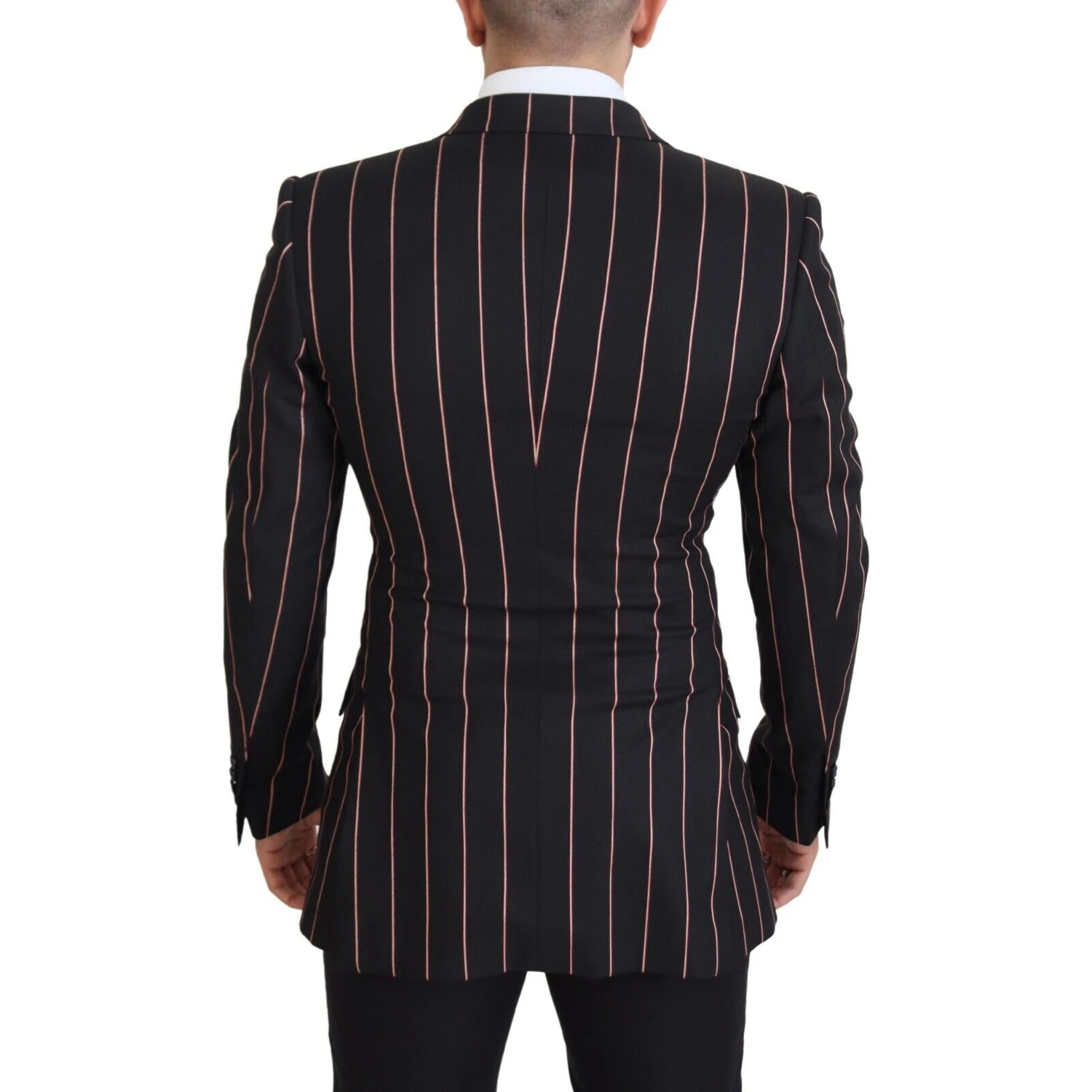 Black Stripes Viscose Double Breasted Blazer