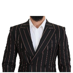 Black Stripes Viscose Double Breasted Blazer