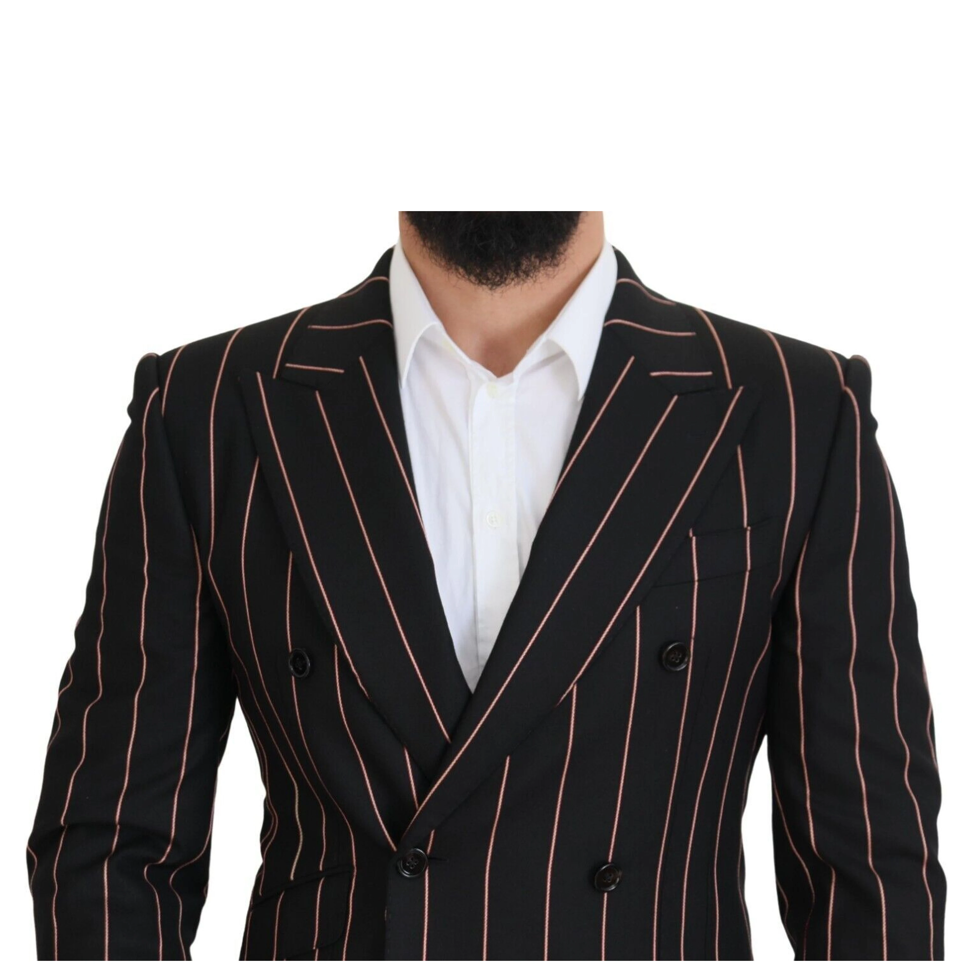 Black Stripes Viscose Double Breasted Blazer