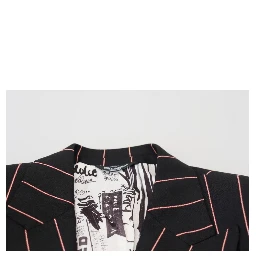 Black Stripes Viscose Double Breasted Blazer