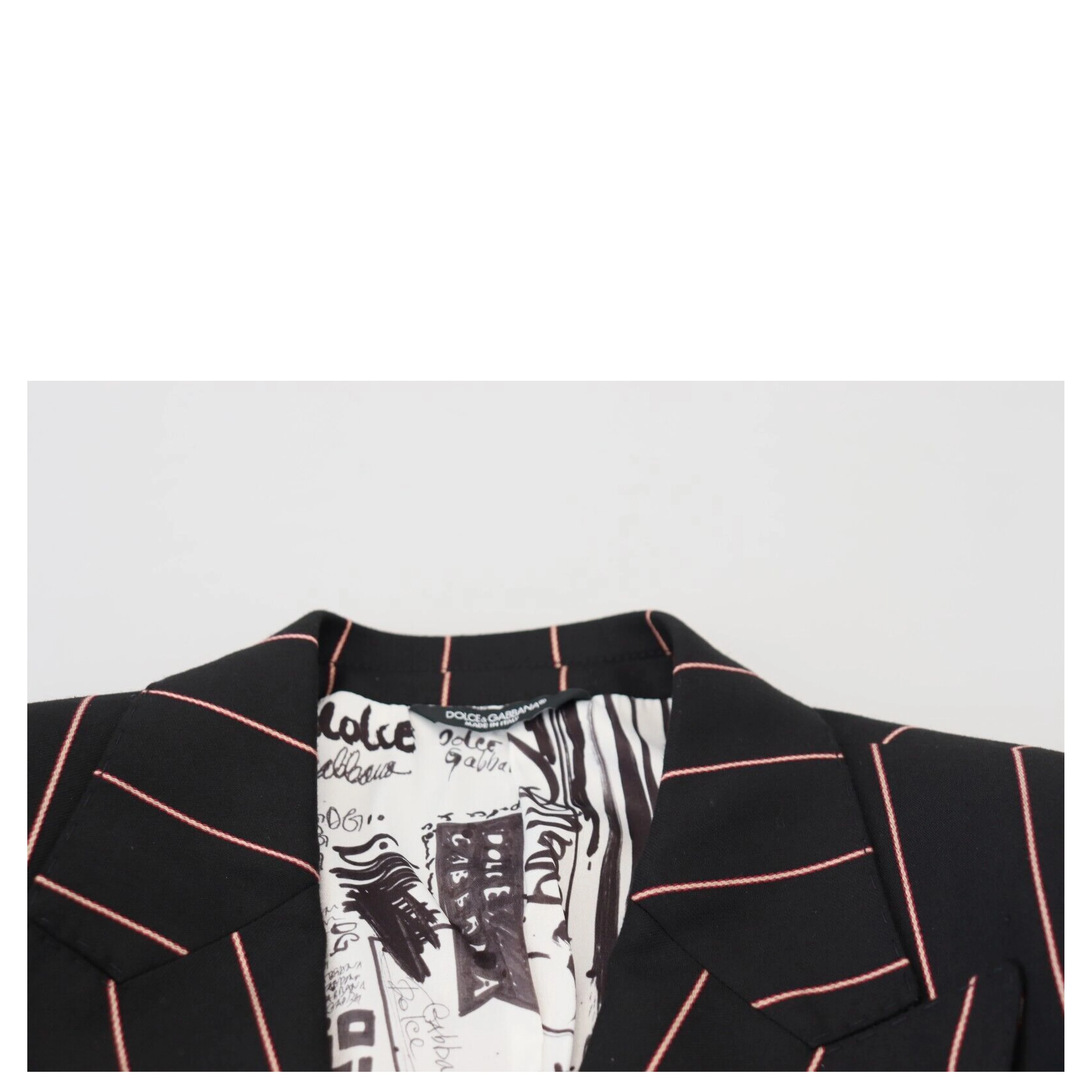 Black Stripes Viscose Double Breasted Blazer