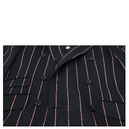 Black Stripes Viscose Double Breasted Blazer