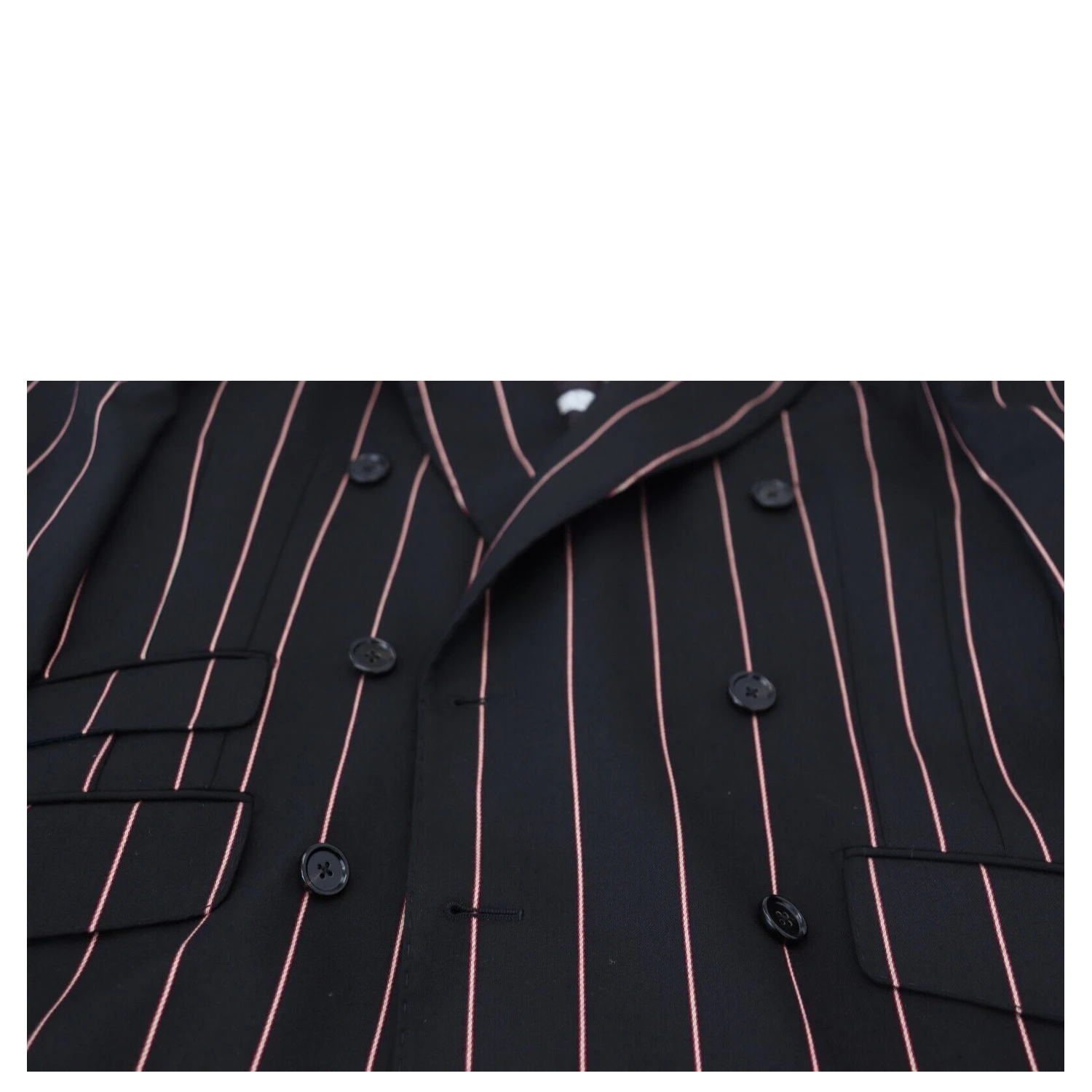Black Stripes Viscose Double Breasted Blazer
