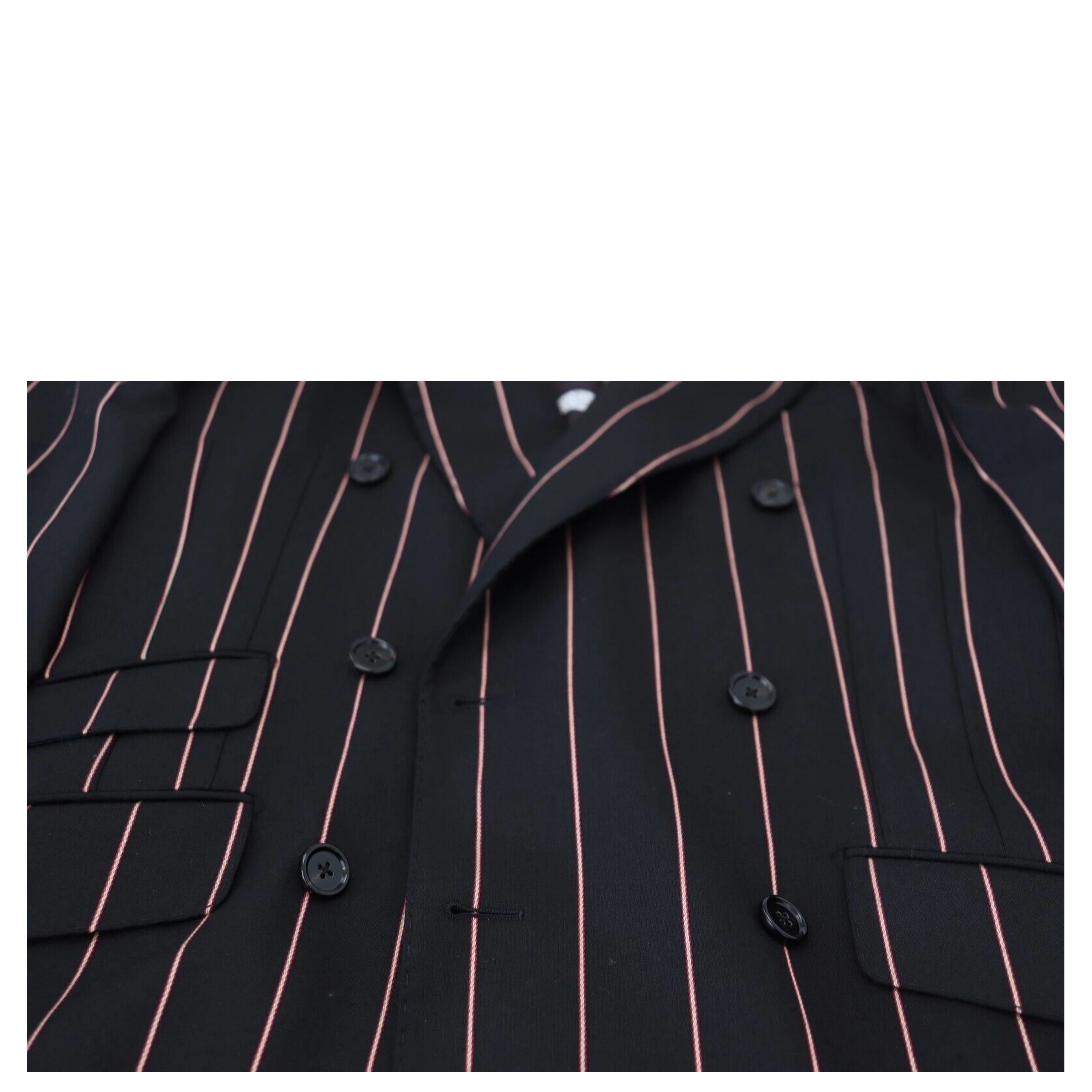 Black Stripes Viscose Double Breasted Blazer