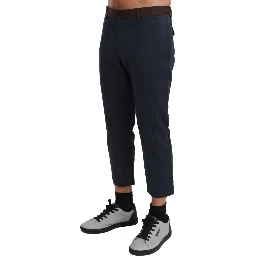 Brown Stripes Cropped Trousers Pants