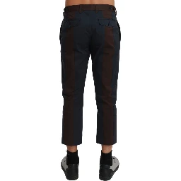 Brown Stripes Cropped Trousers Pants