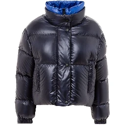 Blue Polyamide Full-Length Jacket