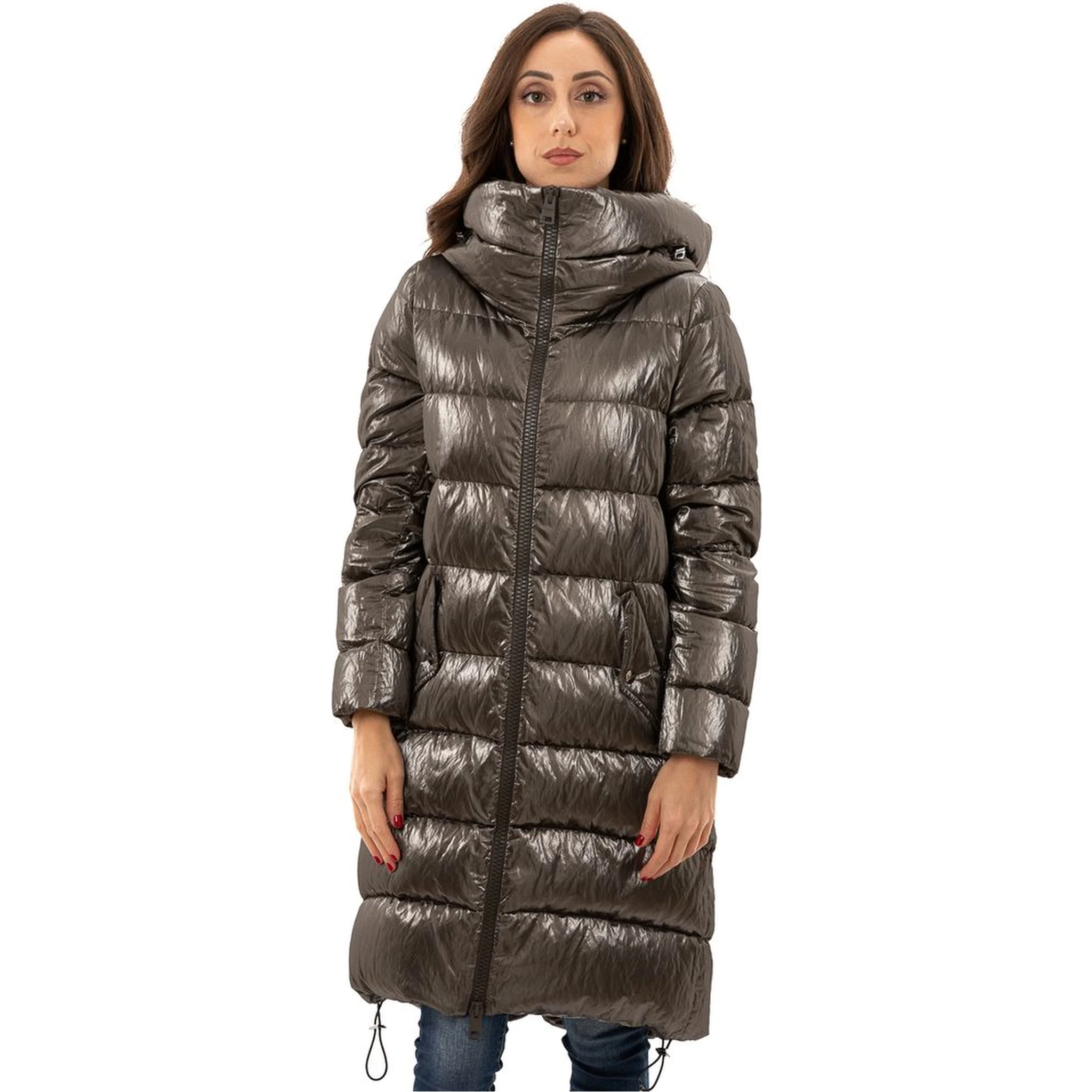 Silver Viscose Jackets & Coat