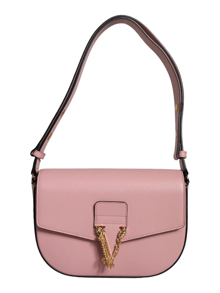 Pink Grainy Calf Leather Logo Crossbody Shoulder Bag alternative