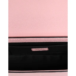 Pink Grainy Calf Leather Logo Crossbody Shoulder Bag