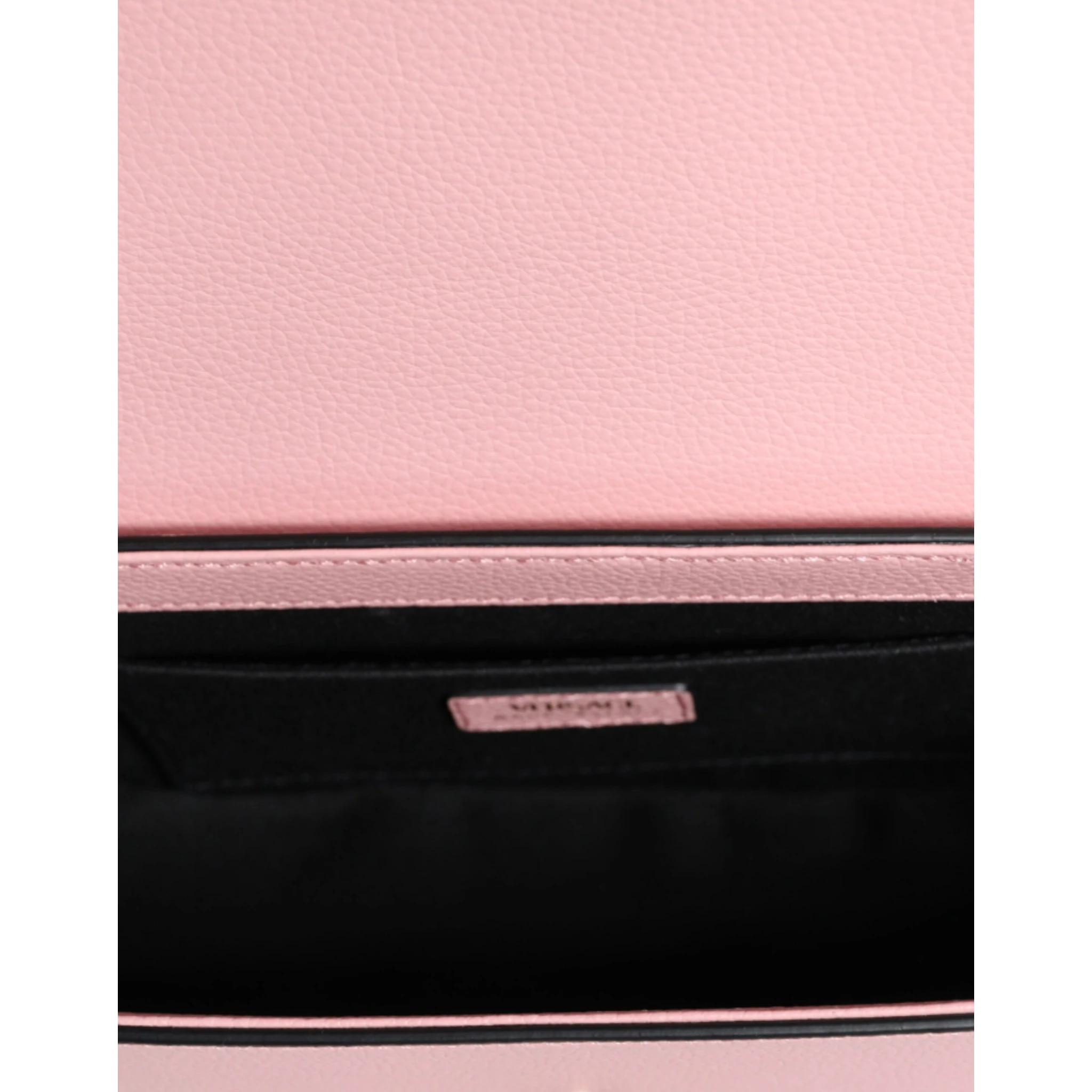 Pink Grainy Calf Leather Logo Crossbody Shoulder Bag