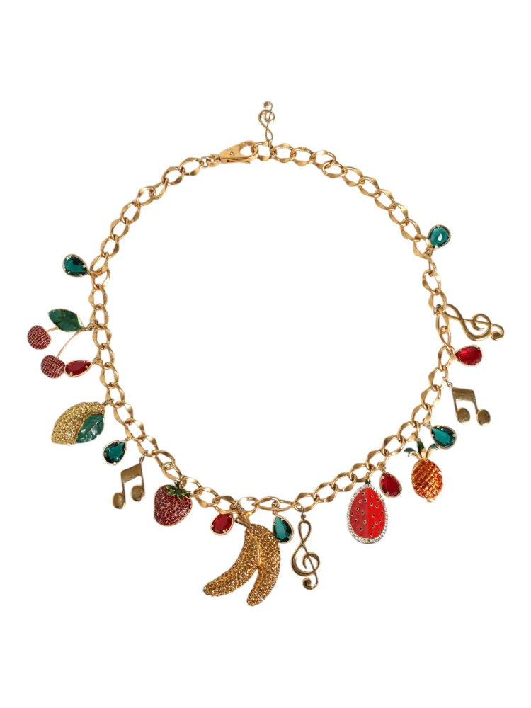 Gold Tone Brass Fruity Crystal Embellished Waist Chain Belt
