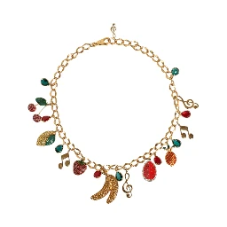 Gold Tone Brass Fruity Crystal Embellished Waist Chain Belt