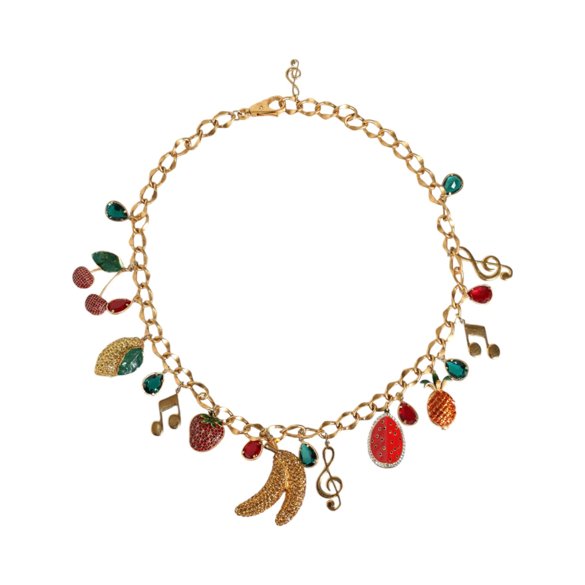 Gold Tone Brass Fruity Crystal Embellished Waist Chain Belt