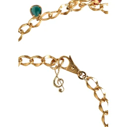 Gold Tone Brass Fruity Crystal Embellished Waist Chain Belt