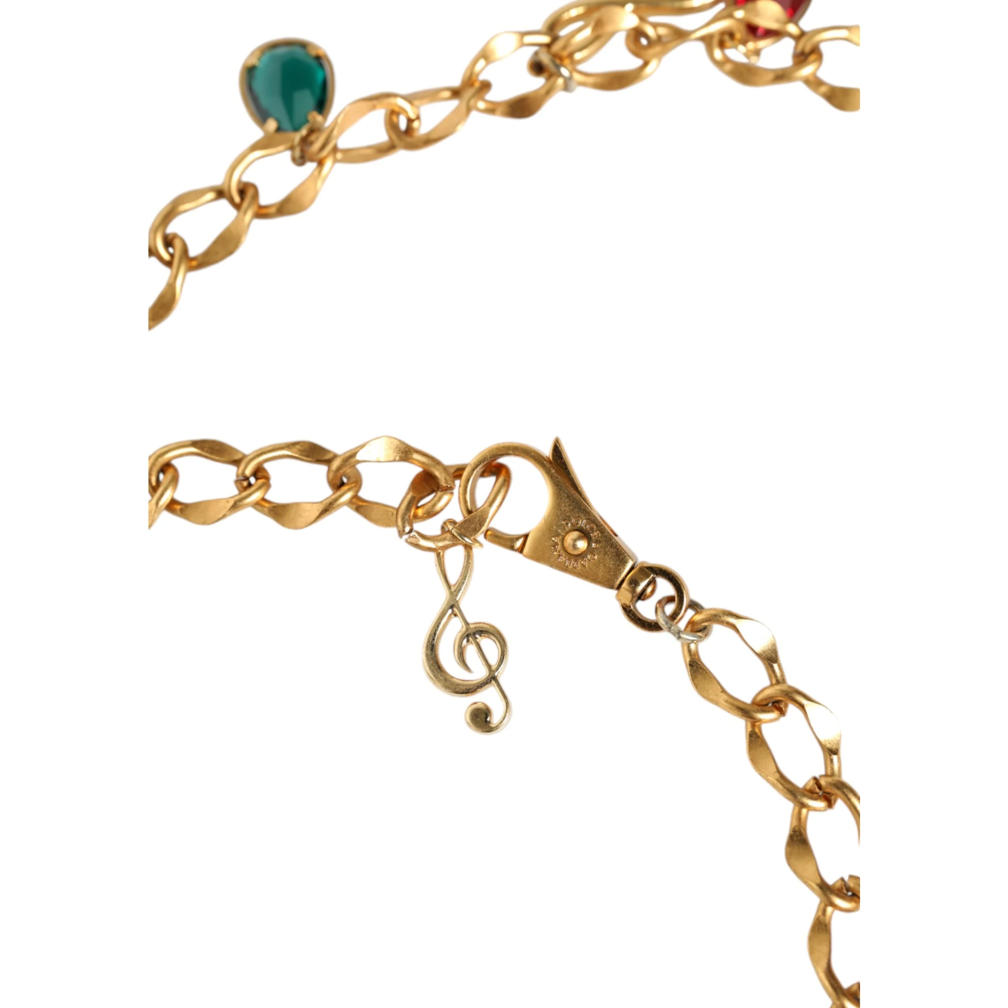 Gold Tone Brass Fruity Crystal Embellished Waist Chain Belt