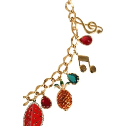 Gold Tone Brass Fruity Crystal Embellished Waist Chain Belt