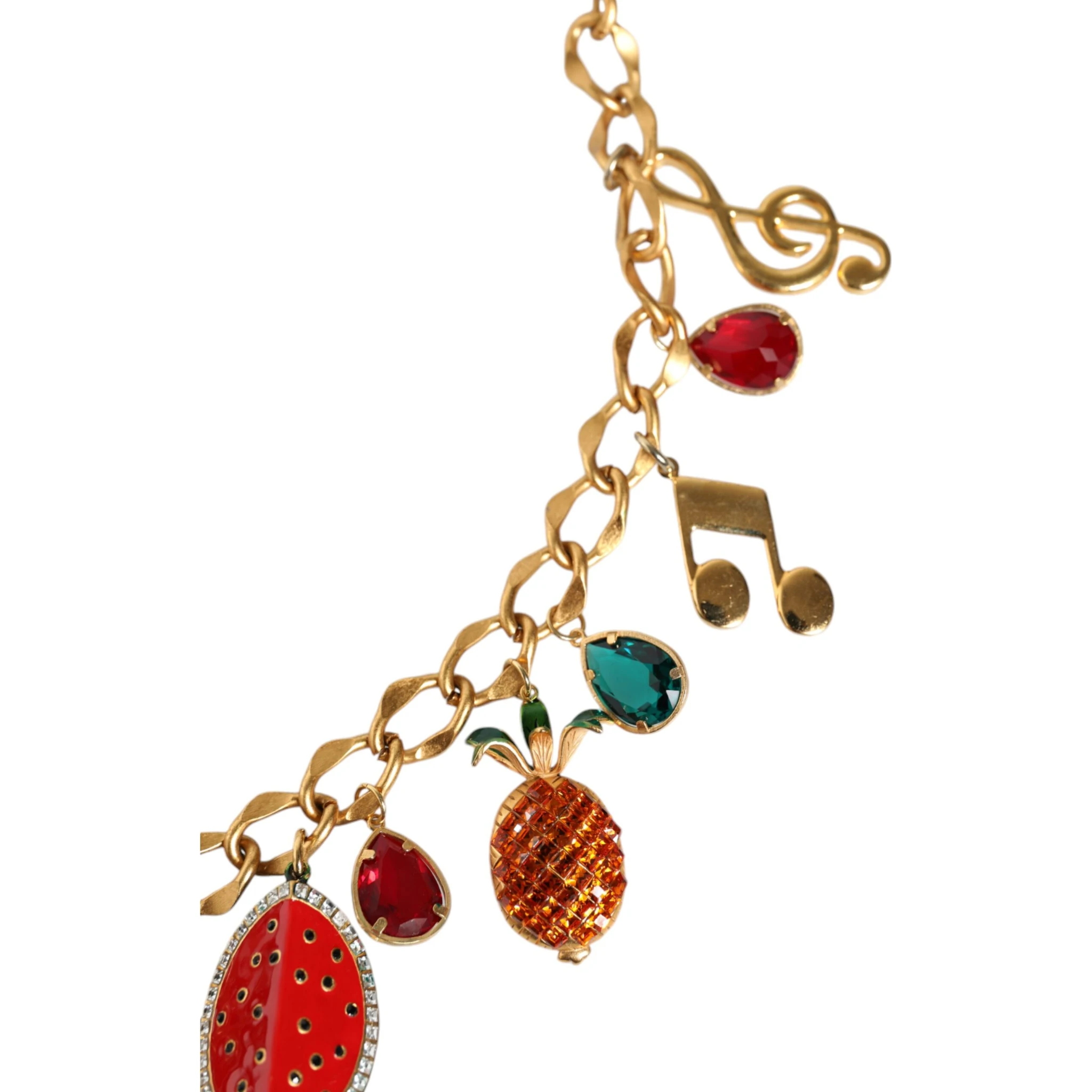 Gold Tone Brass Fruity Crystal Embellished Waist Chain Belt