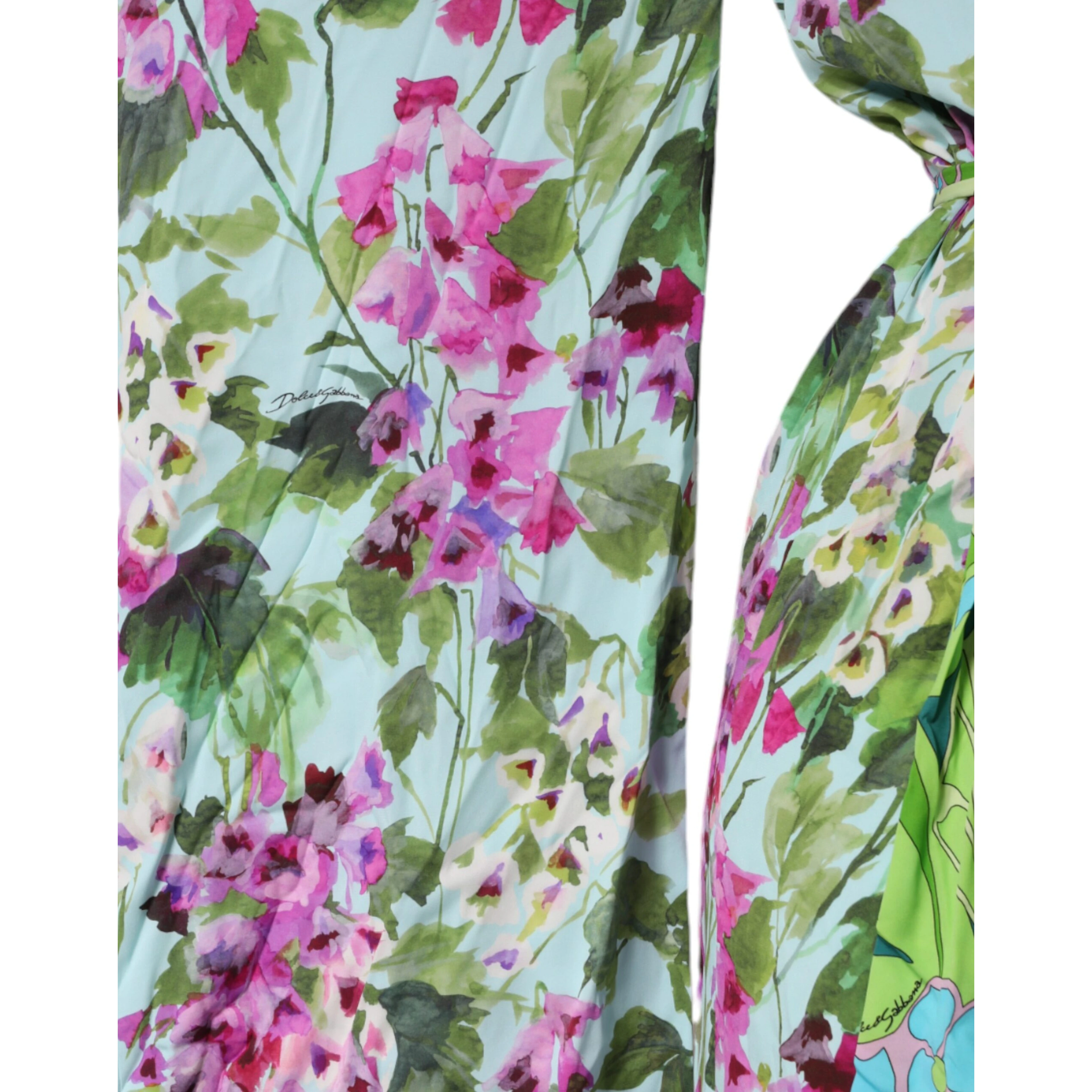 Multicolor Floral Silk Stretch Wrap Dress