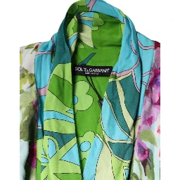 Multicolor Floral Silk Stretch Wrap Dress