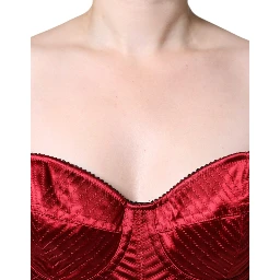 Red Bustier Corset Lace Bodycon Midi Dress
