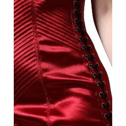 Red Bustier Corset Lace Bodycon Midi Dress