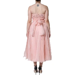 Pink Silk Strapless Maxi A-line Gown Dress