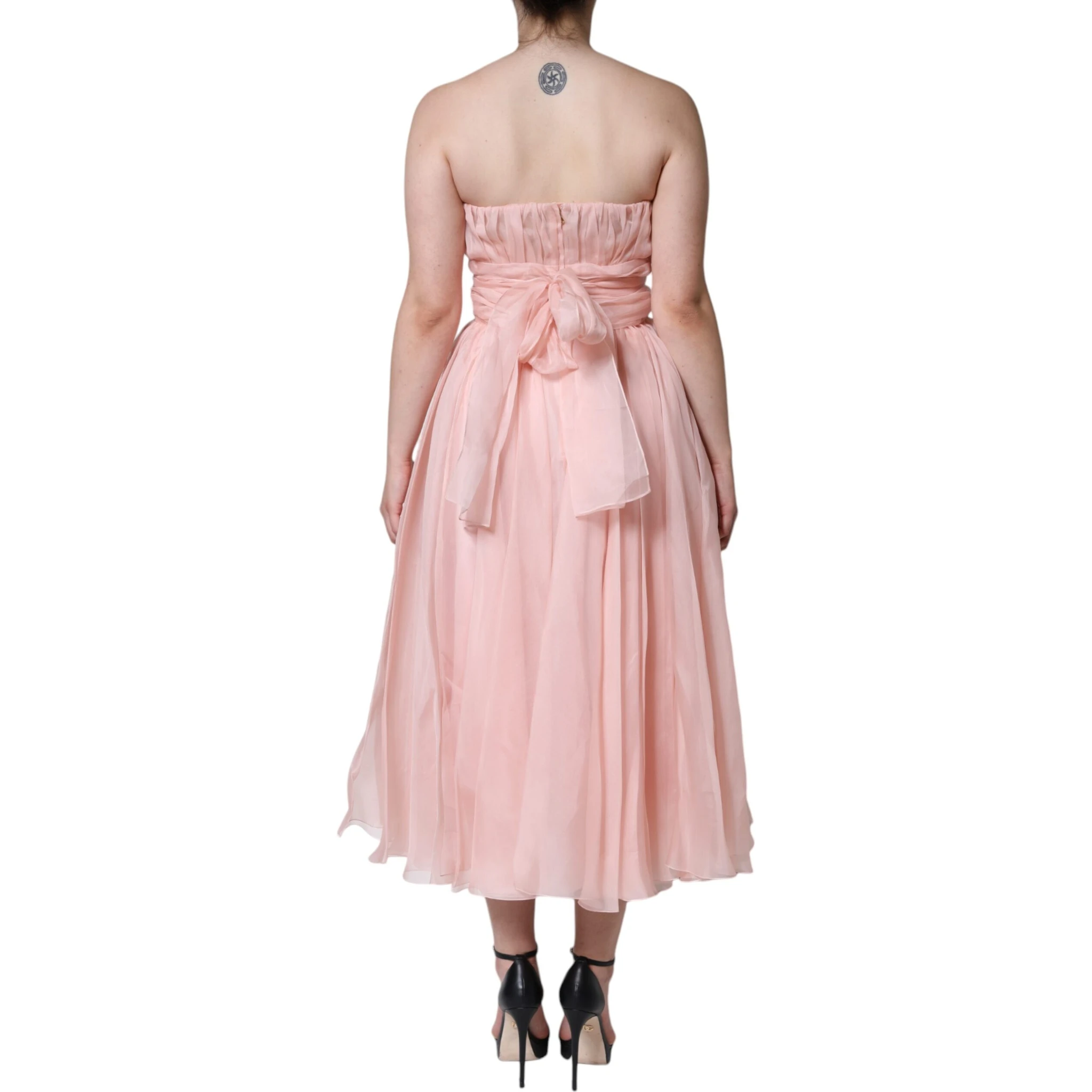 Pink Silk Strapless Maxi A-line Gown Dress