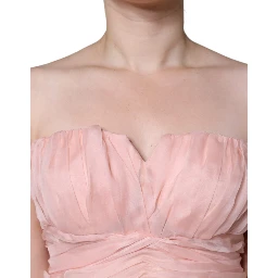 Pink Silk Strapless Maxi A-line Gown Dress