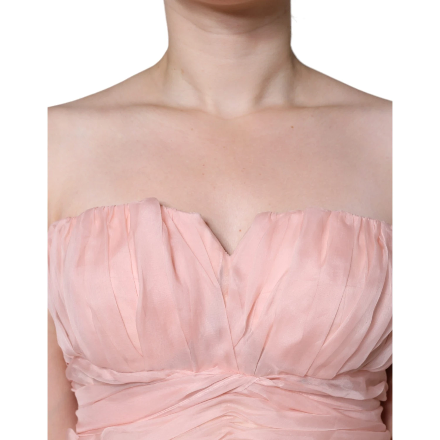 Pink Silk Strapless Maxi A-line Gown Dress
