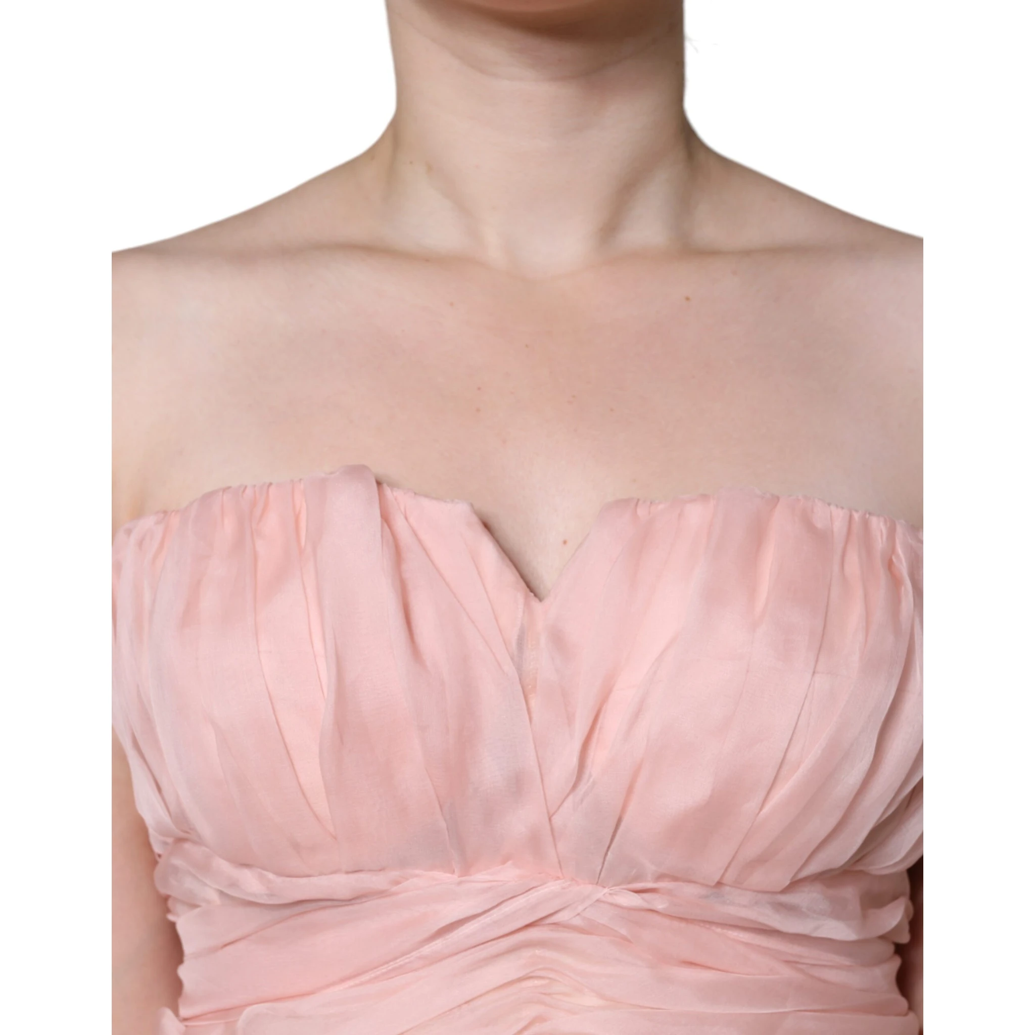 Pink Silk Strapless Maxi A-line Gown Dress