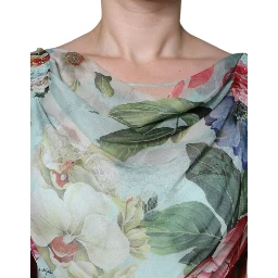 Multicolor Floral Silk Long Gown Dress