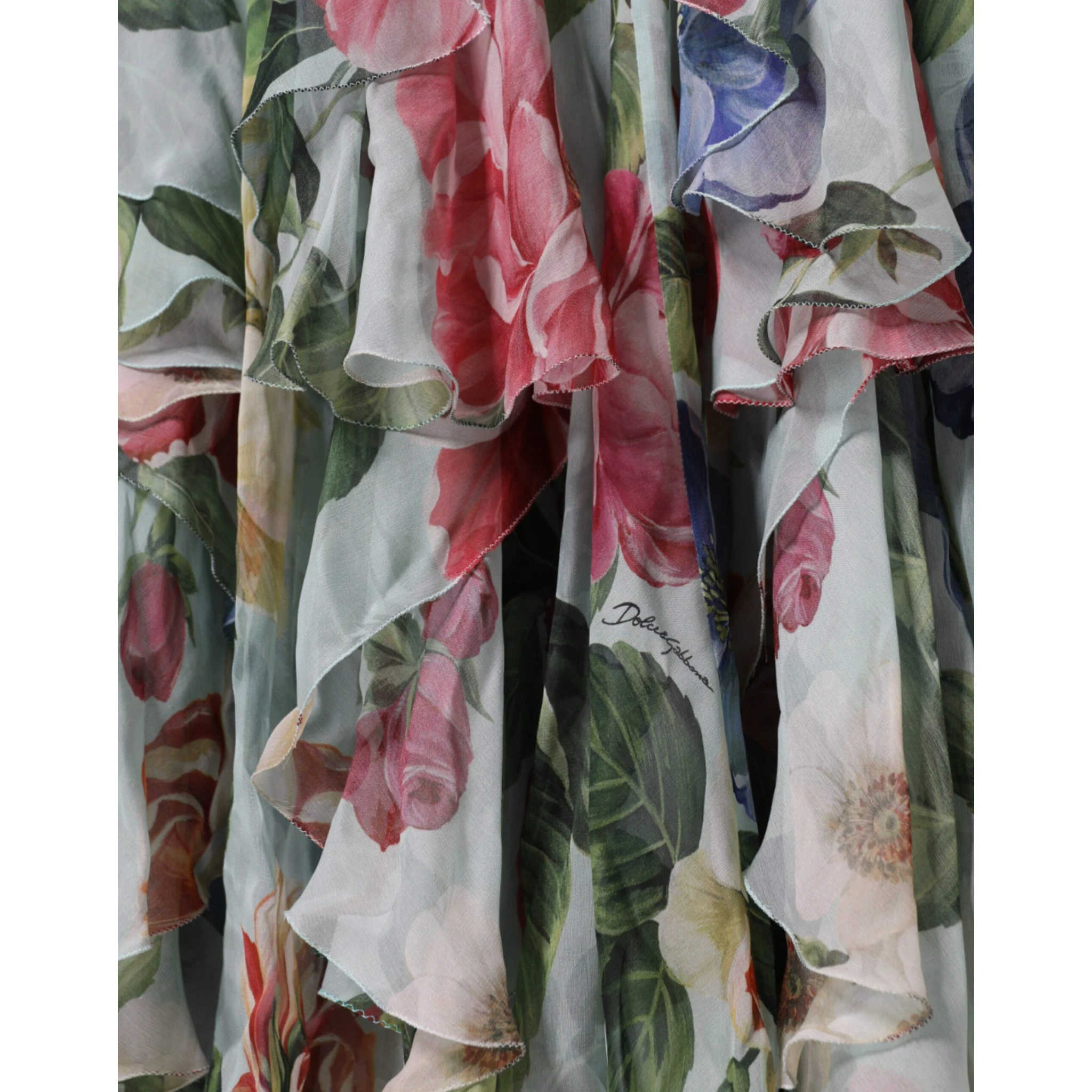 Multicolor Floral Silk Long Gown Dress