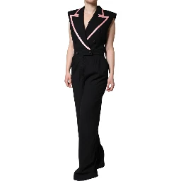 Black Wool Blend Sleeveless Jumpsuit