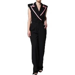 Black Wool Blend Sleeveless Jumpsuit