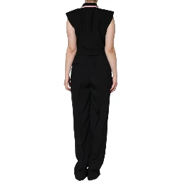Black Wool Blend Sleeveless Jumpsuit
