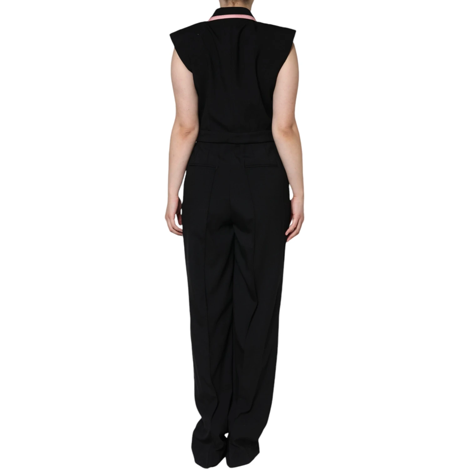 Black Wool Blend Sleeveless Jumpsuit