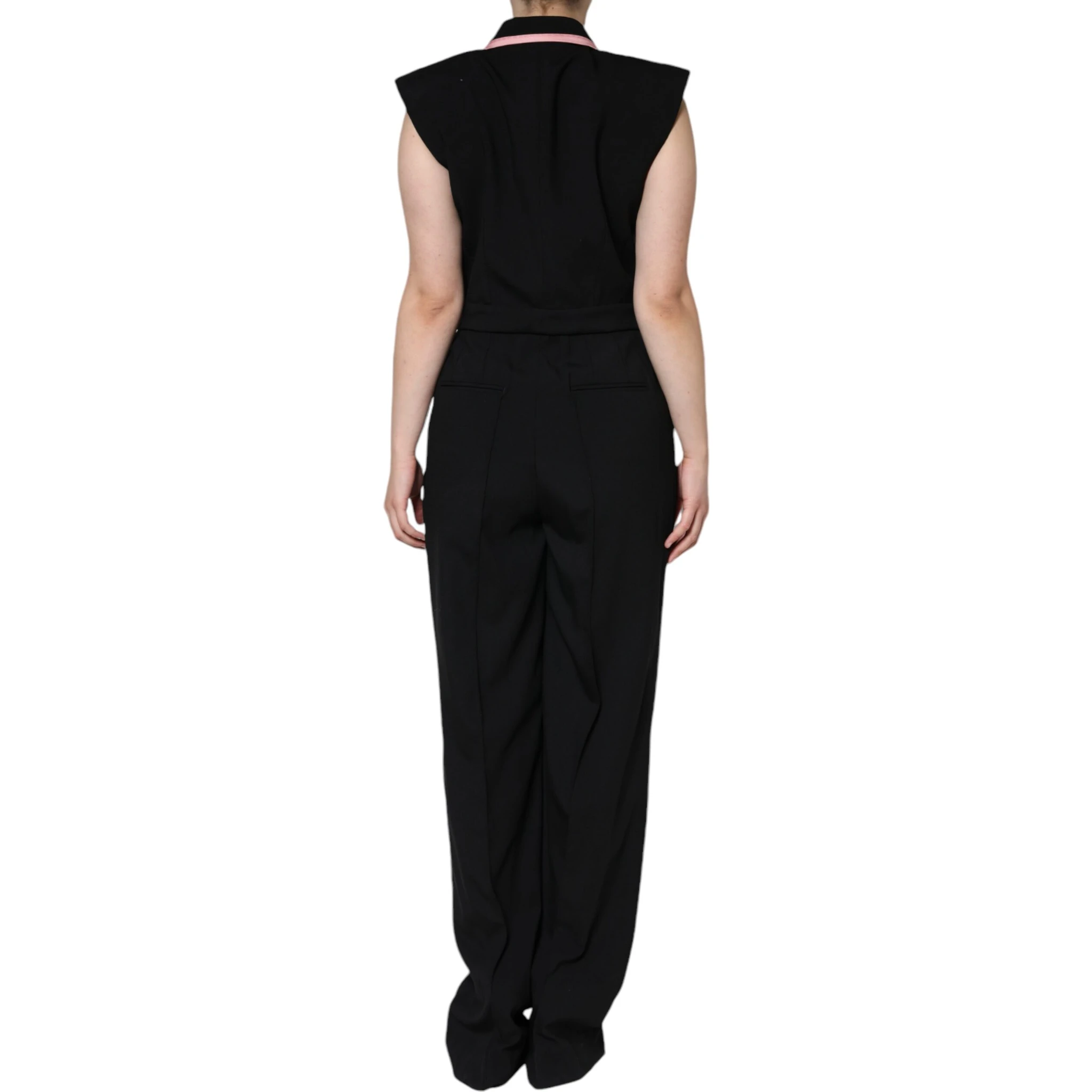 Black Wool Blend Sleeveless Jumpsuit