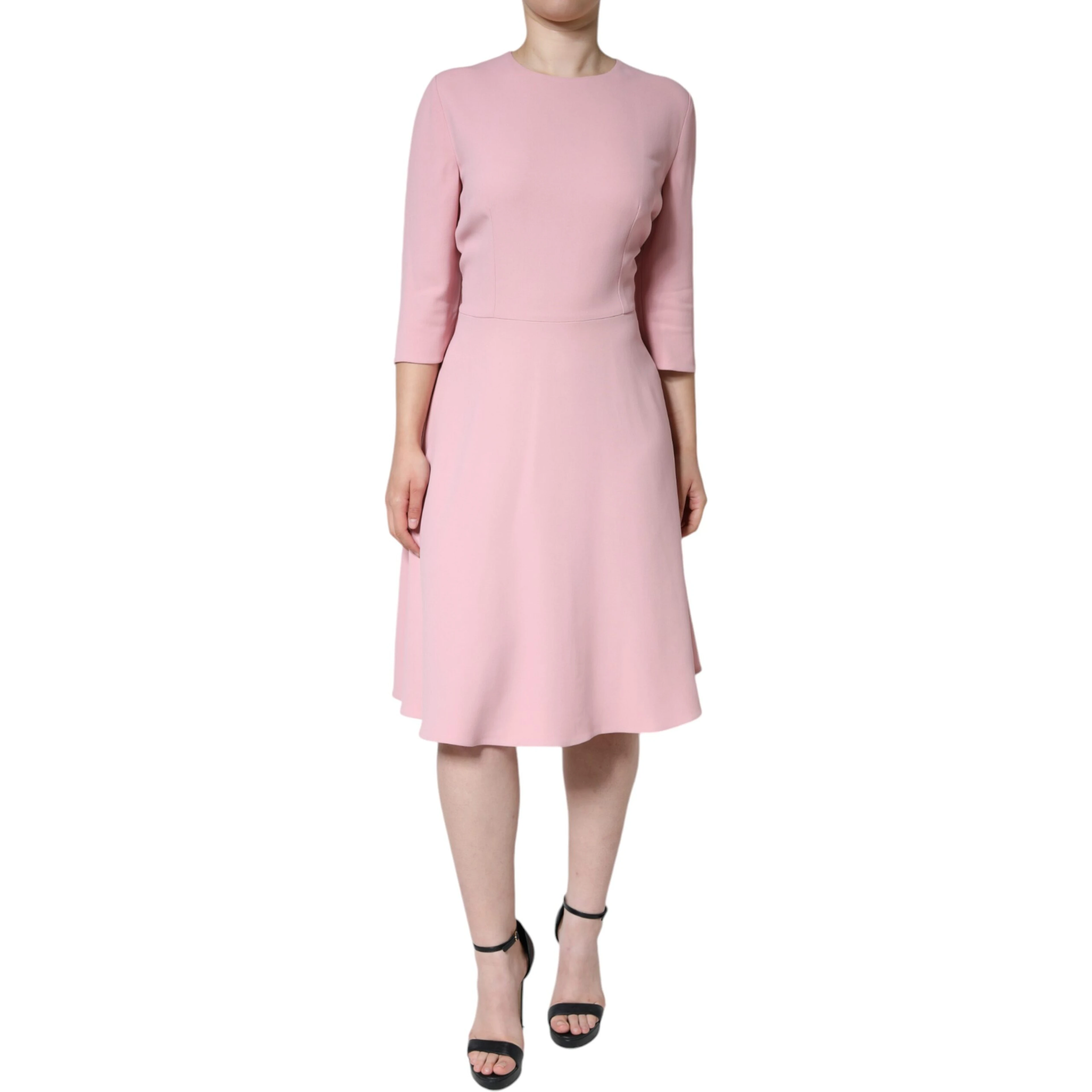 Pink A-line Viscose 3/4 Sleeves Dress