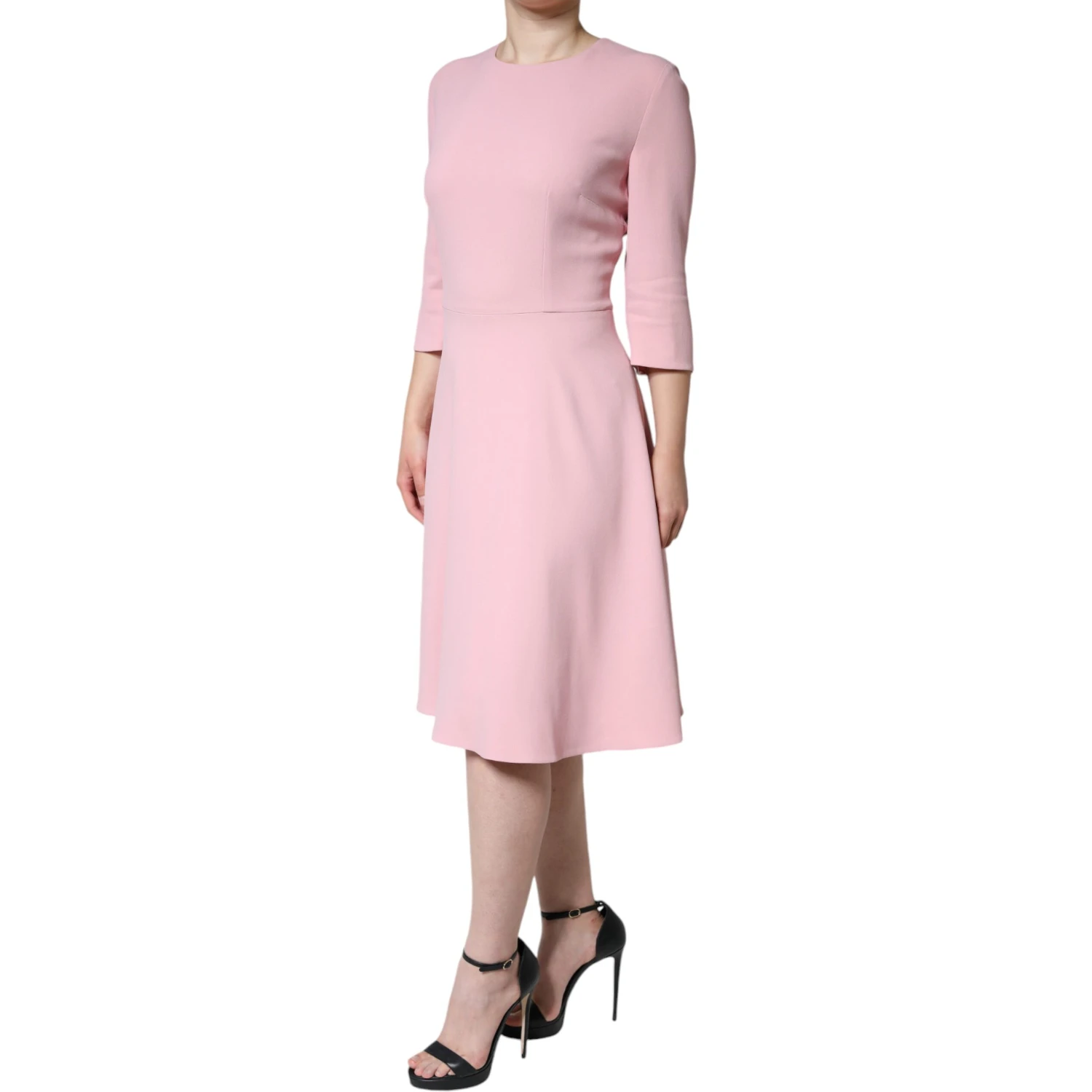 Pink A-line Viscose 3/4 Sleeves Dress