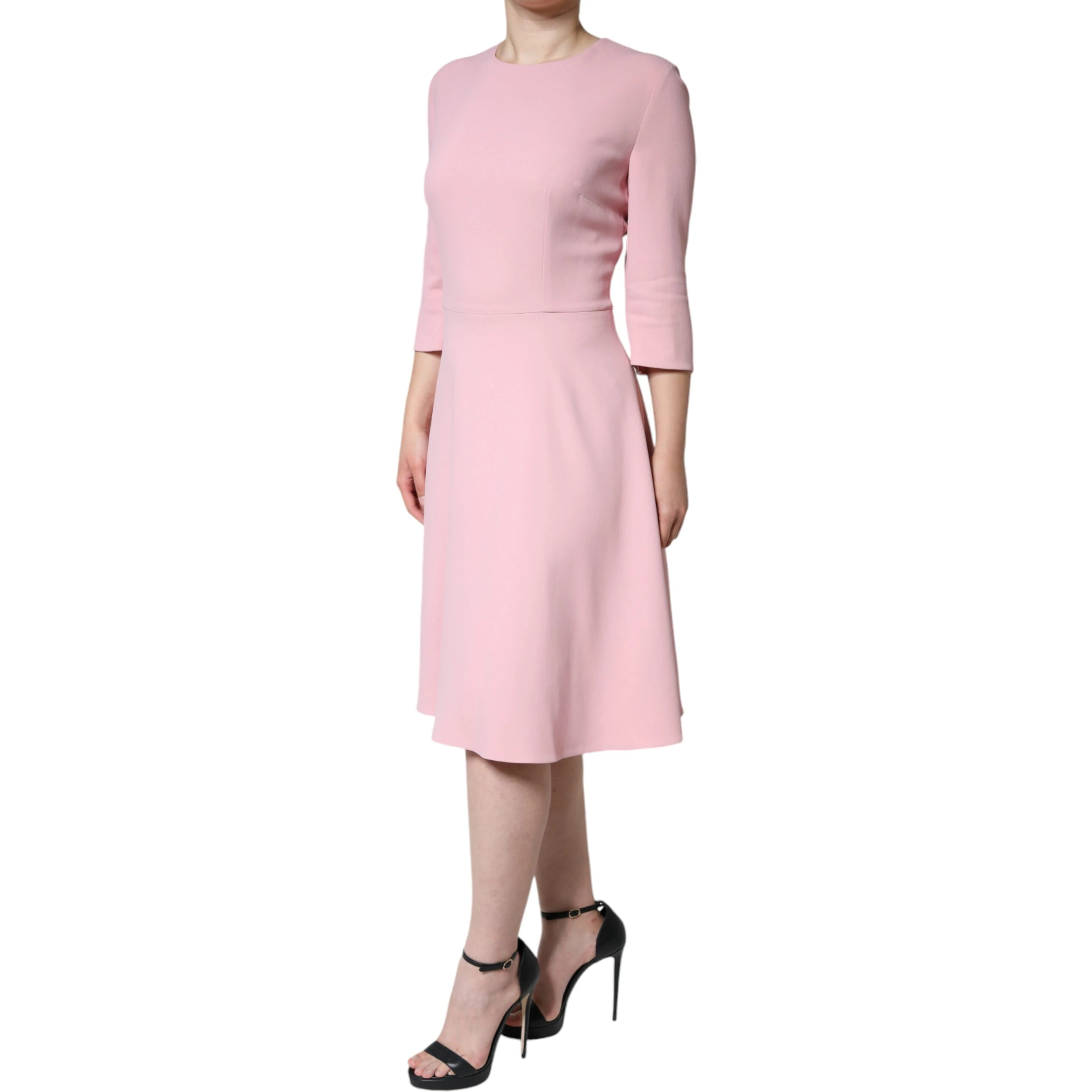Pink A-line Viscose 3/4 Sleeves Dress