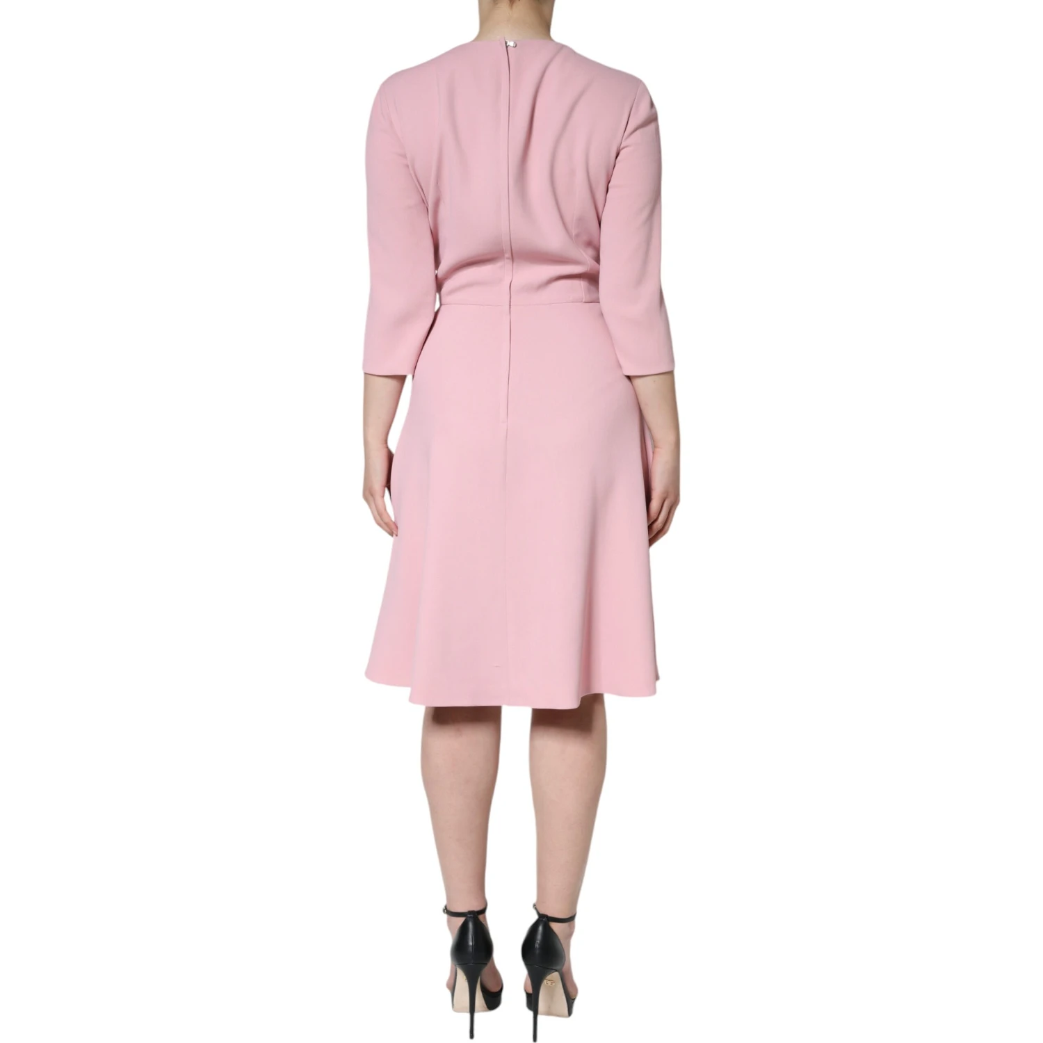 Pink A-line Viscose 3/4 Sleeves Dress
