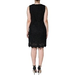Black Floral Lace Sheath Sleeveless Mini Dress
