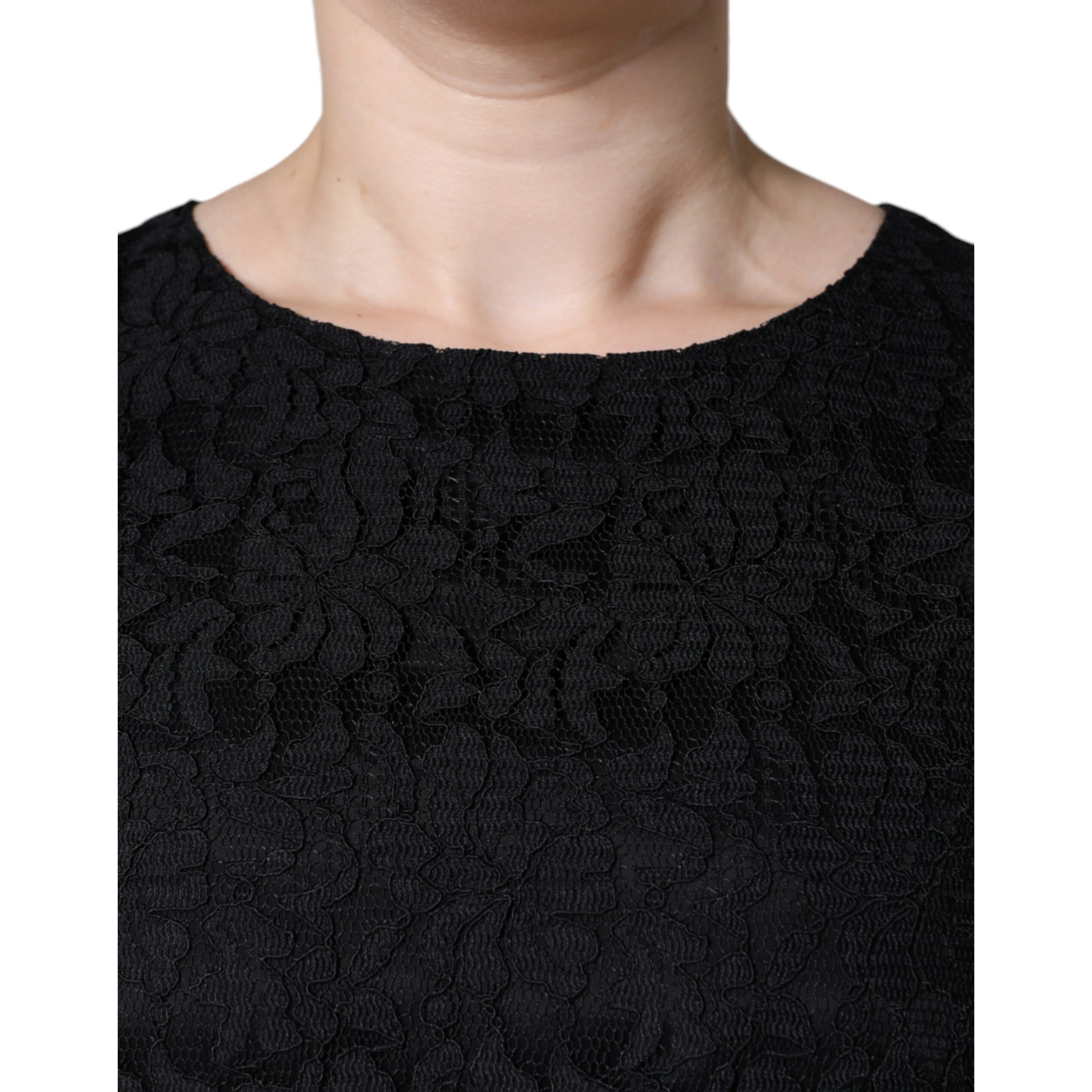 Black Floral Lace Sheath Sleeveless Mini Dress
