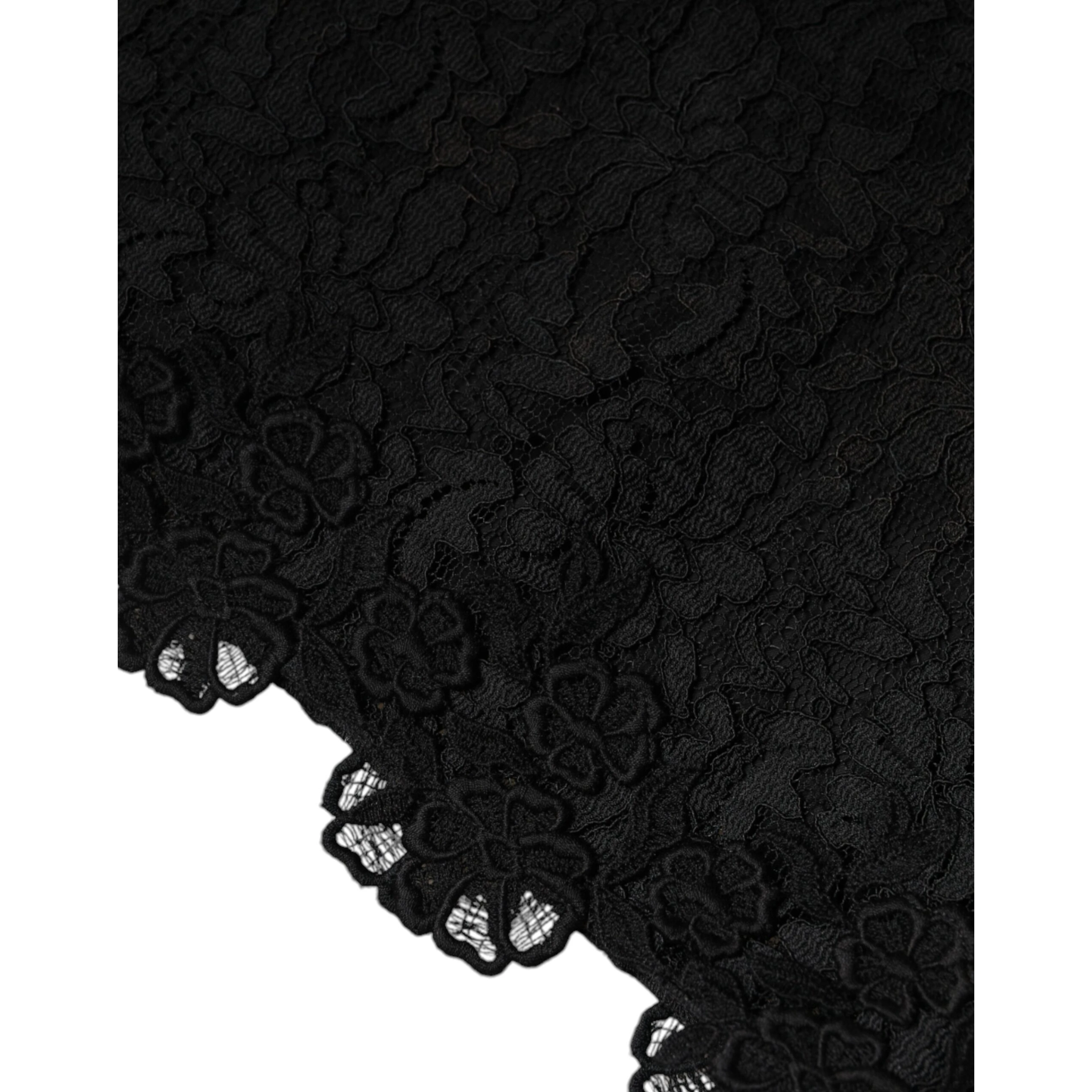 Black Floral Lace Sheath Sleeveless Mini Dress