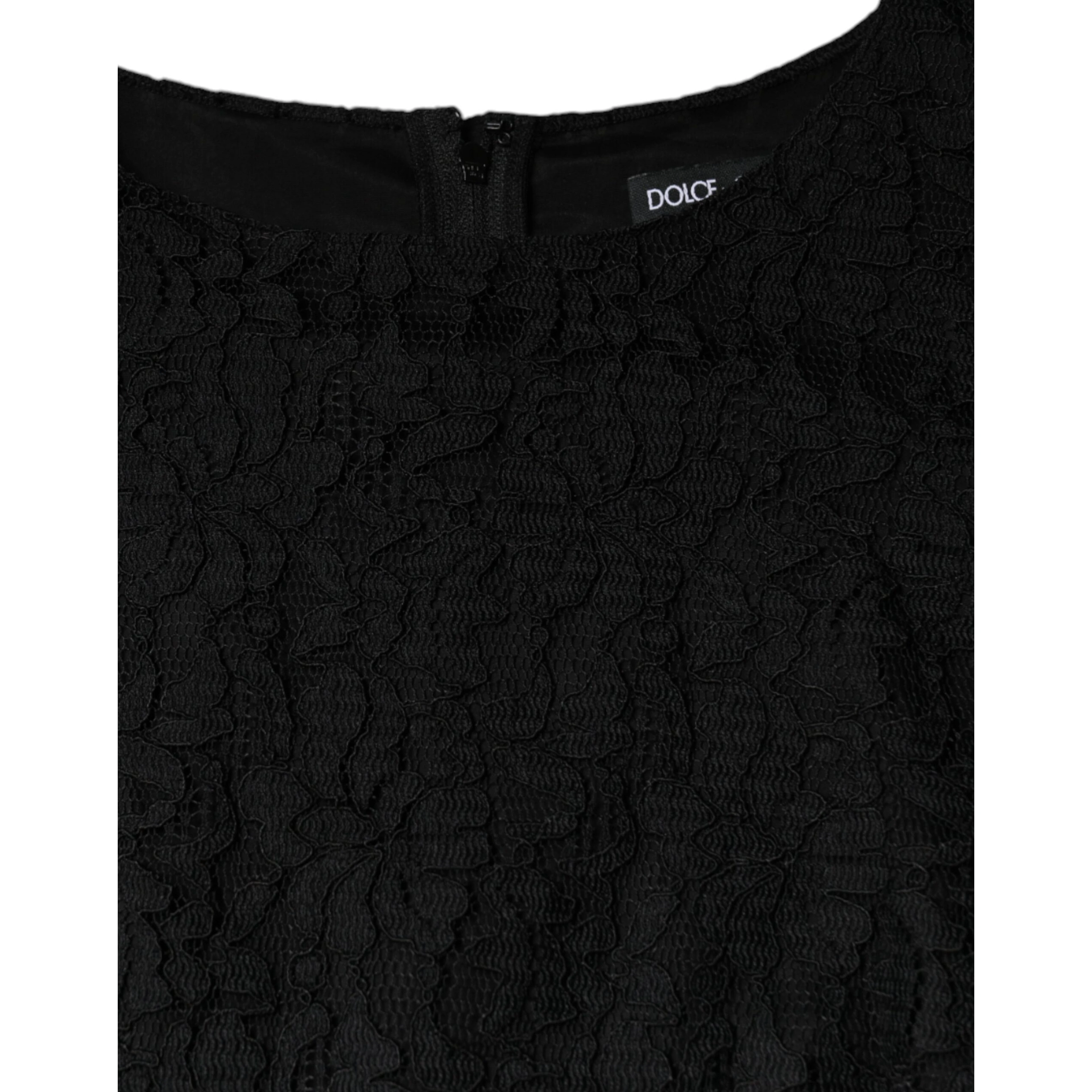 Black Floral Lace Sheath Sleeveless Mini Dress